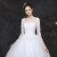 Classy White Pregnant Wedding Dresses 2019 Ball Gown Scoop Neck Appliques Lace 1/2 Sleeves Backless Floor-Length / Long