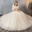 Élégant Champagne Robe De Mariée 2019 Princesse Bretelles Spaghetti Perlage Paillettes Volants Manches Courtes Dos Nu Longue