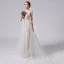 Modern / Fashion Ivory Wedding Dresses 2021 A-Line / Princess Beading Pearl Sequins Lace Flower Deep V-Neck Sleeveless Backless Sweep Train Wedding