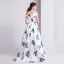 Modern / Fashion Ivory Evening Dresses  2019 A-Line / Princess Off-The-Shoulder Printing Short Sleeve Backless Floor-Length / Long Formal Dresses