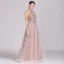 Chic / Beautiful Pearl Pink Evening Dresses  2019 A-Line / Princess Scoop Neck Beading Rhinestone Crystal Pearl Sleeveless Backless Floor-Length / Long Formal Dresses