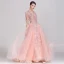 High-end Candy Pink Evening Dresses  2019 A-Line / Princess Square Neckline Handmade  Lace Flower Sequins Cap Sleeves Beading Tassel Floor-Length / Long Formal Dresses