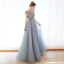 Chic / Beautiful Sky Blue Evening Dresses  2019 A-Line / Princess Scoop Neck Beading Cap Sleeves Floor-Length / Long Formal Dresses