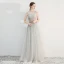Chic / Beautiful Grey Prom Dresses 2019 A-Line / Princess Square Neckline Beading Rhinestone Sleeveless Backless Floor-Length / Long Formal Dresses