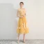 Chic / Belle Jaune de retour Robe De Graduation 2019 Princesse Encolure Carrée En Dentelle Fleur Sans Manches Dos Nu Thé Longueur Robe De Ceremonie