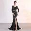 Charmant Doré Robe De Soirée 2019 Trompette / Sirène V-Cou Paillettes 3/4 Manches Dos Nu Fendue devant Longue Robe De Ceremonie