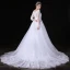 Chic / Belle Blanche Robe De Mariée 2018 Princesse En Dentelle Fleur V-Cou Manches Longues Chapel Train Mariage
