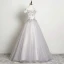 Élégant Gris Robe De Bal 2019 Princesse Encolure Dégagée Perle Faux Diamant Appliques En Dentelle Fleur Sans Manches Dos Nu Longue Robe De Ceremonie