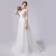 Elegant Ivory Glitter Wedding Dresses 2021 A-Line / Princess Beading V-Neck Sleeveless Backless Sweep Train Wedding