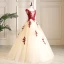 Classy Champagne Prom Dresses 2019 A-Line / Princess Scoop Neck Beading Crystal Lace Flower Sleeveless Backless Floor-Length / Long Formal Dresses