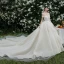 High-end Champagne Wedding Dresses 2019 Ball Gown Off-The-Shoulder Lace Flower Sleeveless Backless Royal Train