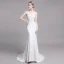 Chic / Beautiful White Wedding Dresses 2019 Trumpet / Mermaid V-Neck Lace Flower Sleeveless Backless Sweep Train