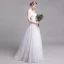 Chic / Beautiful White Beach Wedding Dresses 2019 A-Line / Princess Off-The-Shoulder Lace Flower Short Sleeve Backless Floor-Length / Long
