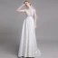 Edles Weiß Strand Brautkleider / Hochzeitskleider 2019 A Linie Rundhalsausschnitt Perle Spitze Blumen Ärmellos Rückenfreies Sweep / Pinsel Zug