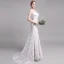 Charmant Champagne Plage Robe De Mariée 2019 Trompette / Sirène Bretelles Spaghetti En Dentelle Fleur Sans Manches Dos Nu Train De Balayage