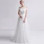 Edles Weiß Brautkleider / Hochzeitskleider 2019 A Linie Off Shoulder Perle Spitze Blumen Ärmellos Rückenfreies Sweep / Pinsel Zug