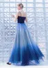 Modern / Fashion Ocean Blue Evening Dresses  2019 A-Line / Princess Spaghetti Straps Star Sequins Sleeveless Backless Floor-Length / Long Formal Dresses