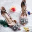 Modern / Fashion Nude Evening Party Womens Shoes 2019 Leather Rhinestone T-Strap 8 cm Stiletto Heels Pointed Toe High Heels