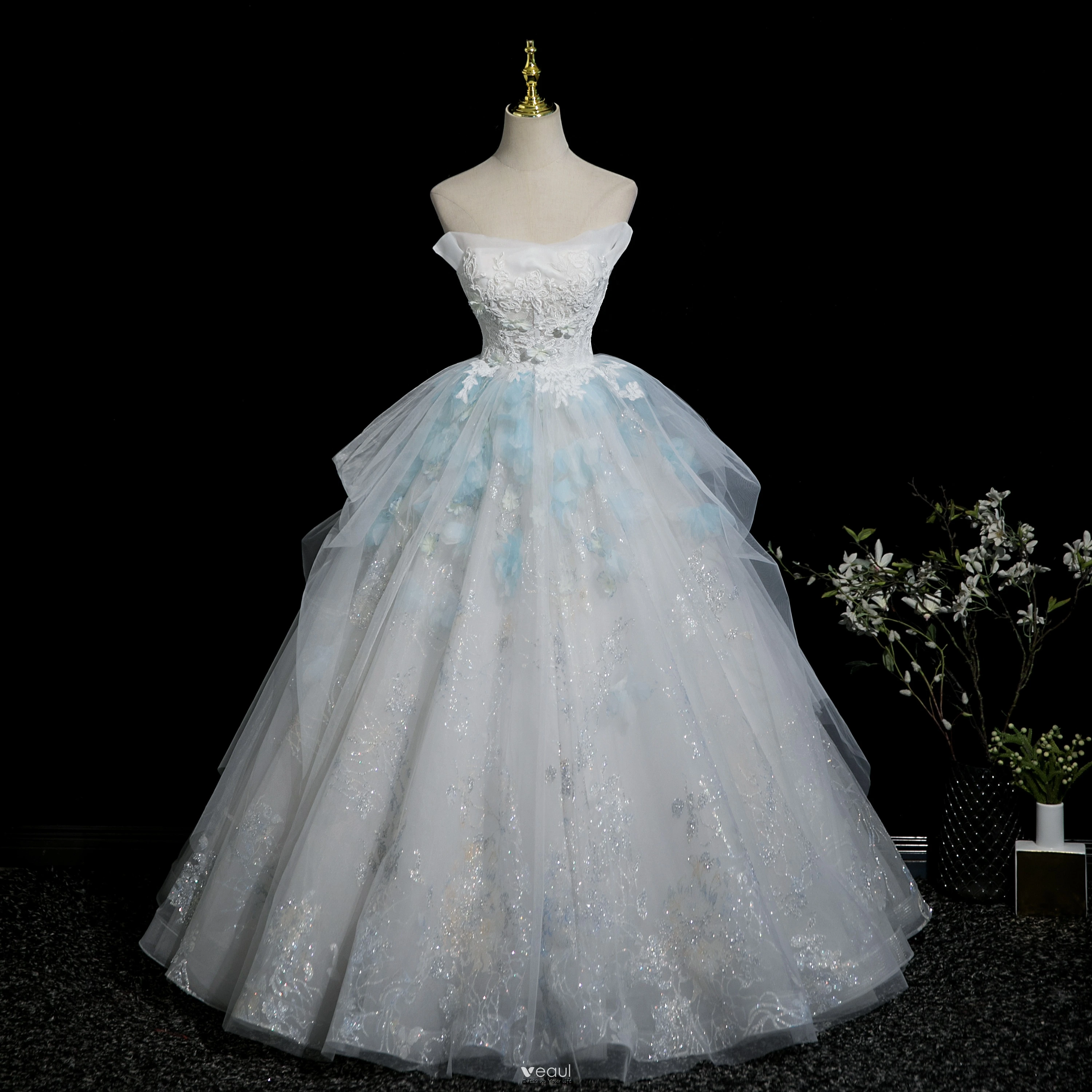 Strapless Appliques Long Prom Dresses, Elegant Lace 2020 Popular Prom Dresses Strapless Appliques Long Prom Dresses, Elegant Lace 2020 Popular Prom Dresses