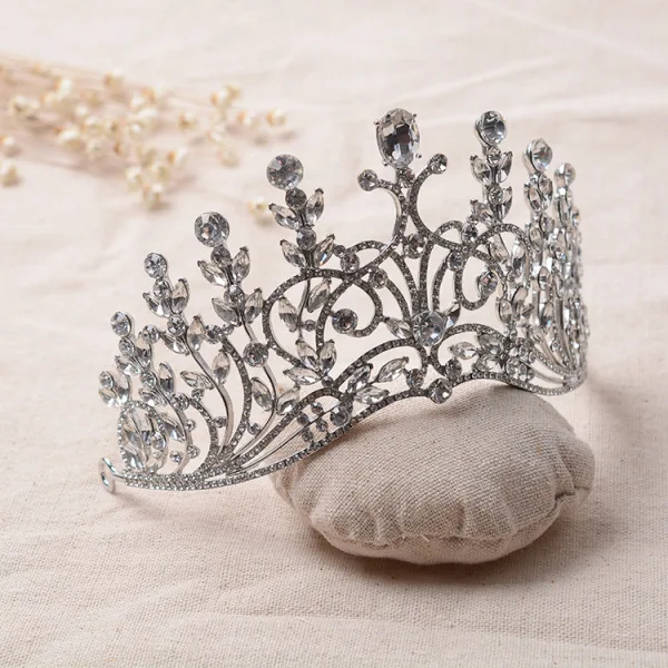 Mode Silver Brudsmycken 2017 Kristall Rhinestone Metall Tiara