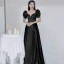 Elegant Sky Blue Satin Prom Dresses 2021 A-Line / Princess Ruffle Square Neckline Short Sleeve Backless Floor-Length / Long Prom Formal Dresses