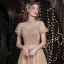 Charmant Doré Étoile Paillettes Robe De Bal 2021 Princesse Col Haut Perlage Manches Courtes Dos Nu Noeud Longue Promo Robe De Ceremonie