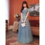 Sparkly Ocean Blue Prom Dresses 2021 A-Line / Princess Scoop Neck Star Sequins Rhinestone Short Sleeve Floor-Length / Long Prom Formal Dresses