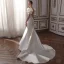 Mode Ivory / Creme Satin Brautkleider / Hochzeitskleider Abendkleider 2021 Meerjungfrau V-Ausschnitt Geschwollenes Kurze Ärmel Rückenfreies Hof-Schleppe Hochzeit