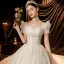 Charmant Ivory / Creme Glanz Brautkleider / Hochzeitskleider 2021 Ballkleid Eckiger Ausschnitt Perlenstickerei Pailletten Spitze Blumen Kurze Ärmel Rückenfreies Königliche Schleppe Hochzeit