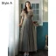 Chic / Belle Gris Robe Demoiselle D'honneur 2021 Princesse Manches Courtes Dos Nu Perlage Perle En Dentelle Fleur Paillettes Longue Demoiselle D'honneur Robe Pour Mariage