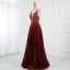 Scintillantes Charmant Bordeaux Robe De Bal Robe De Soirée 2021 Princesse Bretelles Spaghetti Perlage Paillettes Sans Manches Dos Nu Longue Promo Robe De Ceremonie