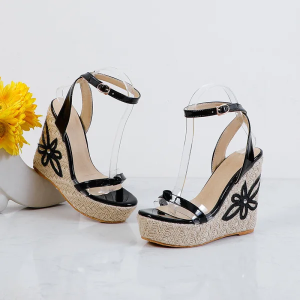 Fashion Yellow Street Wear Womens Sandals 2021 Ankle Strap Waterproof 12 cm Wedges Platform Open / Peep Toe Sandals