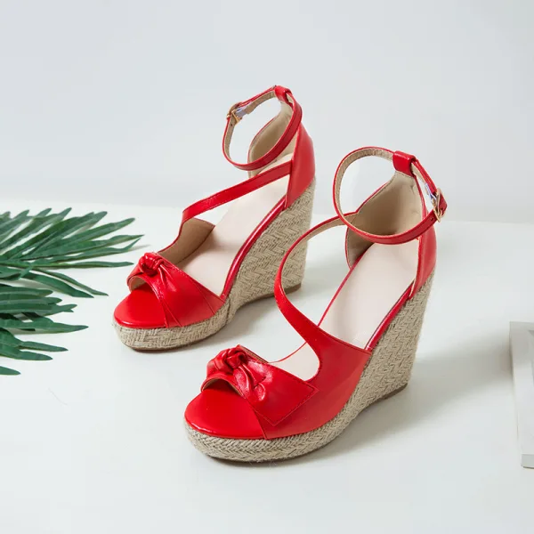 Fashion Yellow Street Wear Waterproof Womens Sandals 2021 Ankle Strap 11 cm Platform Wedges Open / Peep Toe Sandals