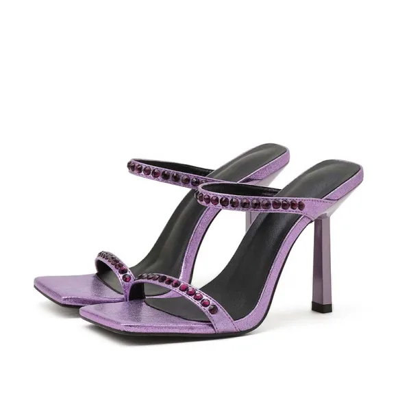 Sexy Black Casual Rhinestone Womens Sandals 2021 11 cm Stiletto Heels Open / Peep Toe Sandals High Heels