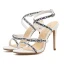 Mode Schwarz Strassenmode Sandalen Damen 2021 Knöchelriemen 10 cm Stilettos Peeptoes Sandaletten Hochhackige