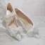 Charmant Ivoire Chaussure De Mariée 2021 Cuir Perle Faux Diamant Noeud 10 cm Talons Aiguilles À Bout Pointu Mariage Escarpins Talons Hauts