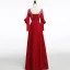Modern / Fashion Burgundy See-through Evening Dresses  2018 A-Line / Princess Scoop Neck Long Sleeve Beading Sash Floor-Length / Long Ruffle Backless Formal Dresses