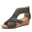 Roman Beige Street Wear Stripe Womens Sandals 2021 5 cm Wedges Open / Peep Toe Sandals