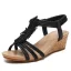 Roman Fashion Brown Summer Street Wear Beach Rhinestone Womens Sandals 2021 T-Strap 5 cm Wedges Open / Peep Toe Sandals High Heels