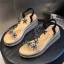 Fashion Gold Street Wear Rhinestone T-Strap Flat Womens Sandals 2021 Open / Peep Toe Sandals