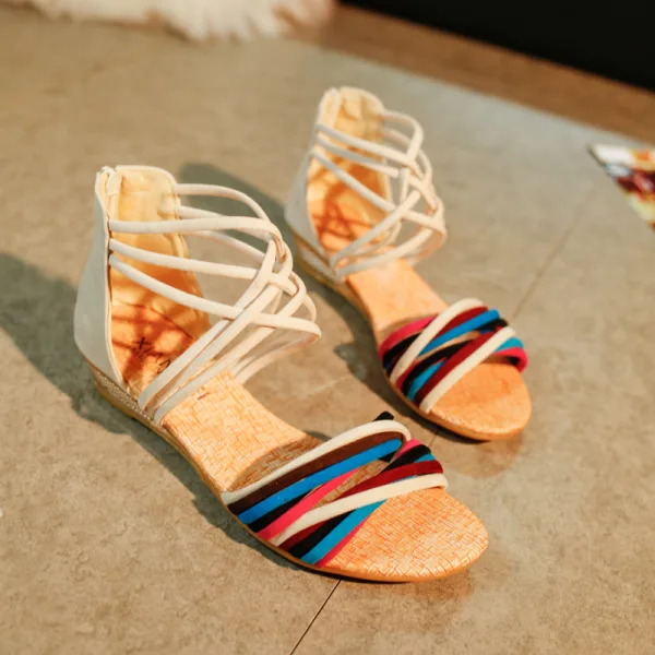 Bohemia Black Summer Street Wear Beach Flat Womens Sandals 2021 X-Strap Open / Peep Toe Sandals