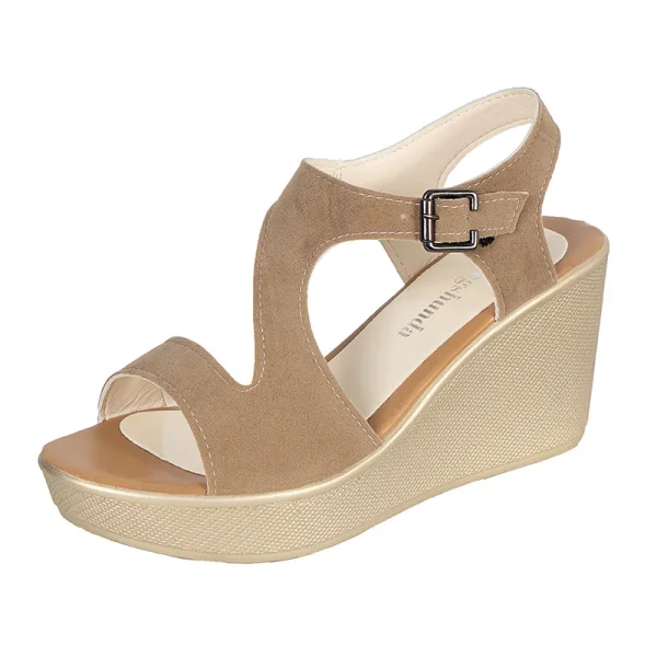Romantic Black Street Wear Suede Womens Sandals 2021 8 cm Wedges Open / Peep Toe Sandals