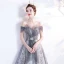 Vintage / Retro Grey Prom Dresses 2021 A-Line / Princess Off-The-Shoulder Beading Crystal Sequins Sleeveless Backless Floor-Length / Long Prom Formal Dresses