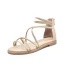 Römisch Schwarz Sommer Strand Freizeit Flache Sandalen Damen 2021 Leder X-Riemen Peeptoes Sandaletten