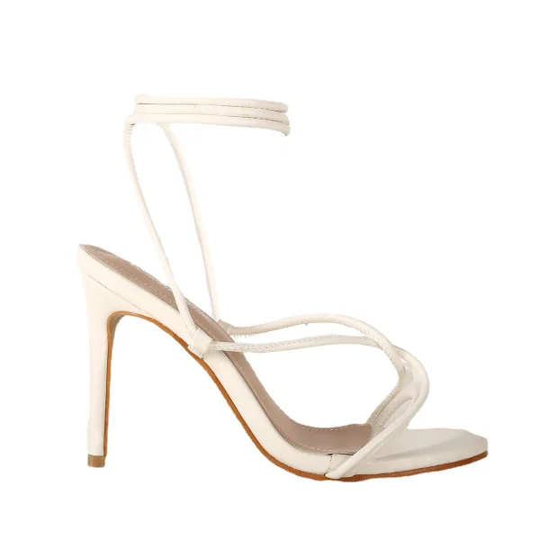 Sexy Noire Été Club de carnaval Sandales Femme 2021 Bride Cheville 10 cm Talons Aiguilles Peep Toes / Bout Ouvert Sandales Talons Hauts