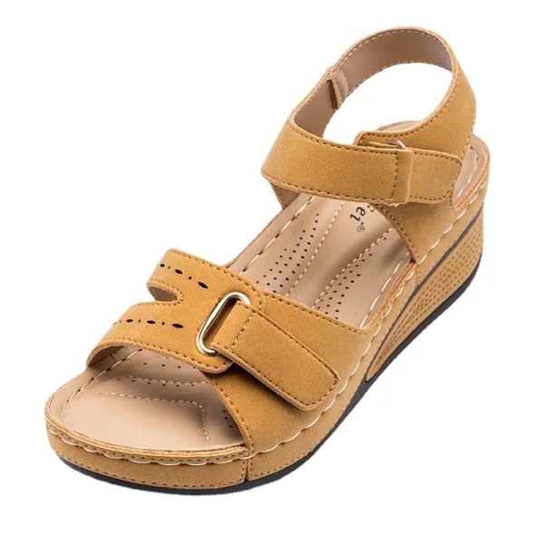Wygodna Czarne Przypadkowy Sandały Damskie 2021 5 cm Na Koturnie Peep Toe Sandały
