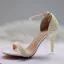 Sexy White Pearl Wedding Shoes 2021 Ankle Strap 11 cm Stiletto Heels Open / Peep Toe Wedding High Heels