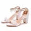 Charmant Blanche En Dentelle Fleur Chaussure De Mariée 2021 Perle Faux Diamant Bride Cheville 7 cm Talons Épais Peep Toes / Bout Ouvert Mariage Talons Hauts