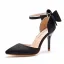 Elegante Schwarz Satin Ball Sandalen Damen 2021 Schleife Knöchelriemen 9 cm Stilettos Spitzschuh Hochhackige