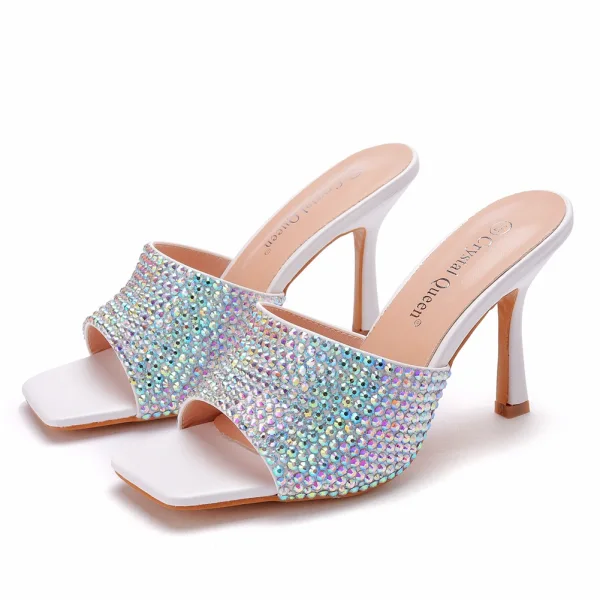 Sexy Multi-Colors Rhinestone Cocktail Party Evening Party Womens Sandals 2021 9 cm Stiletto Heels Open / Peep Toe Sandals High Heels